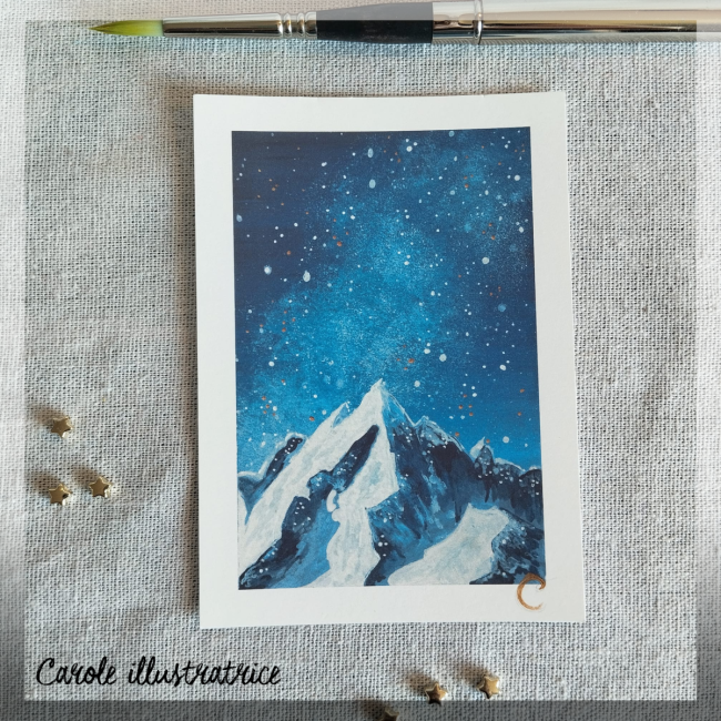 Impression-Montagne et ciel étoilé
